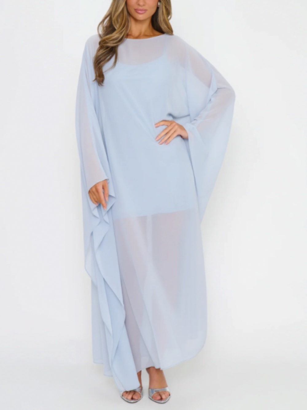 Show Me Your Mumu Olsen Maxi Dress -Color Steel Blue Chiffon- size M